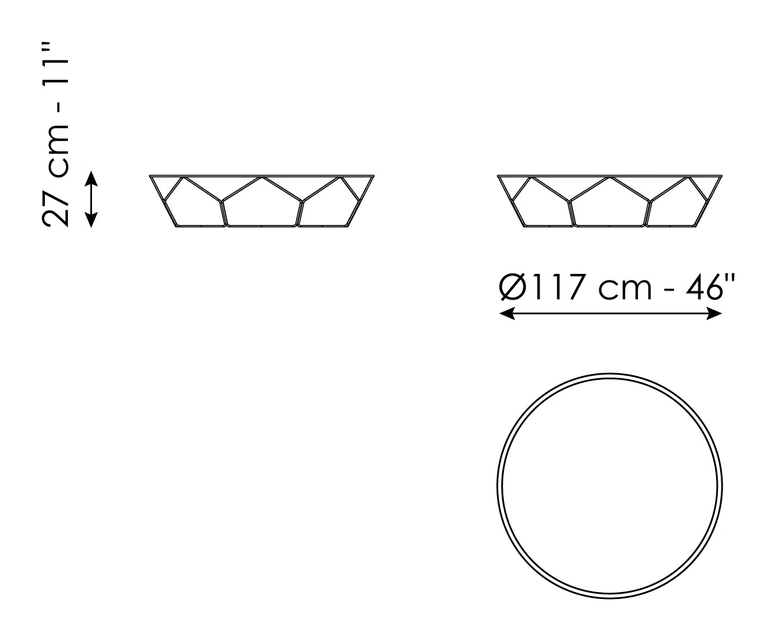 Arbor Coffee Table by Bonaldo, size drawing: Arbor 117