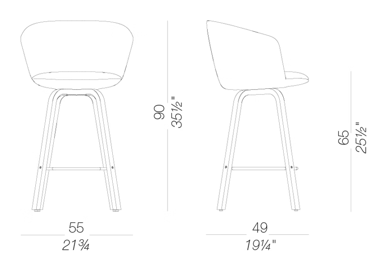 Glove S474 Counter Stool by LaPalma, size drawing