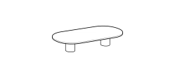 Arcade Coffee Table by Ditre Italia, size drawing: Low oval coffee table 165x76 with 2 lacquered round bases and wooden top