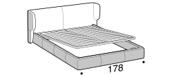 Claire Bed by Ditre Italia, size drawing: Double size bed for 160x200 cm mattress with BOX mechanism