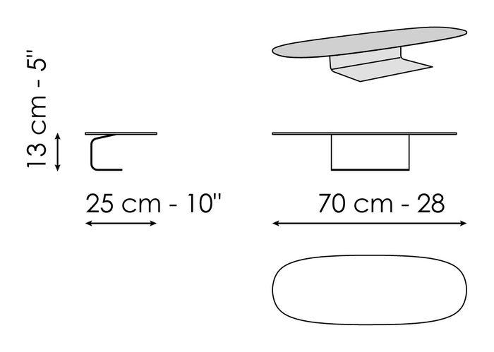 Gauss Desk by Bonaldo, size drawing: Shelf 150