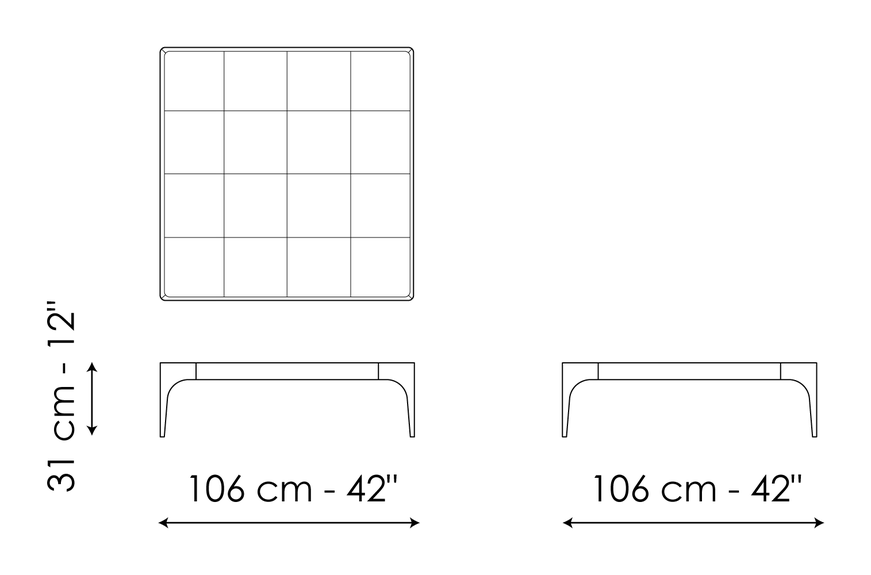 Passy Coffee Table by Bonaldo, size drawing: Passy 106x106