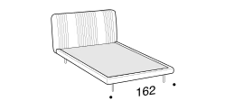 Chloé Luxury Bed by Ditre Italia, size drawing: Double size bed for 160x200 cm mattress