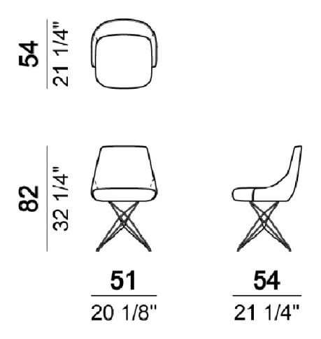 Athena Chair by Arketipo, size drawing