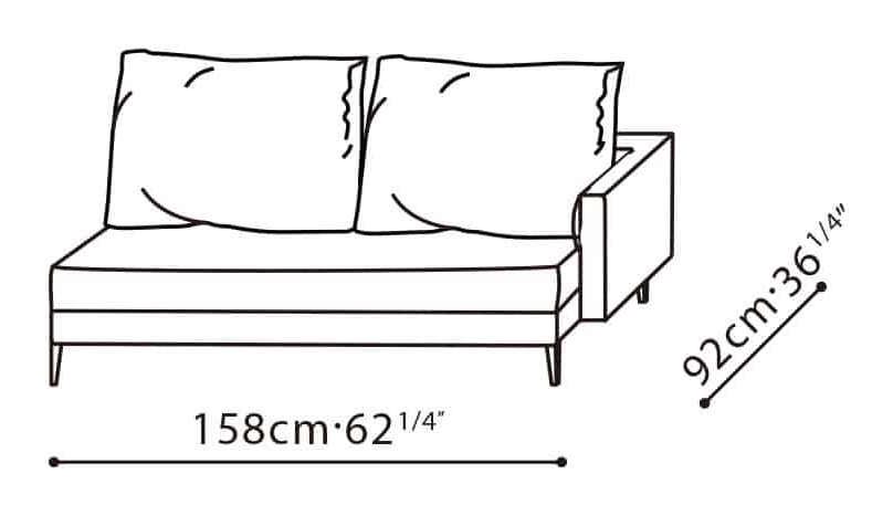 Notting Sofa by Camerich, size drawing: C01D0108