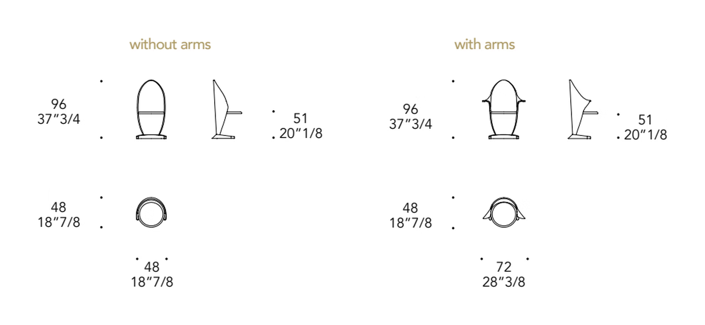 Petalo Dining Chair by Reflex, size drawing