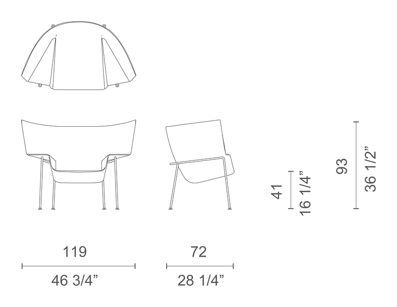 Capo Armchair by Cappellini, size drawing: CP_1