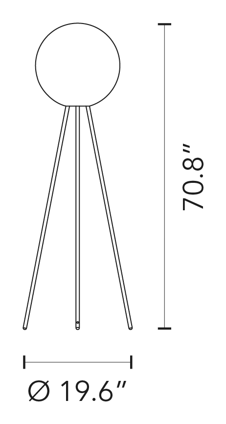 Prima Signora Floor Lamp by Fontana Arte, size drawing
