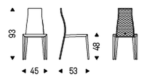 Kay Couture Chair by Cattelan Italia, size drawing