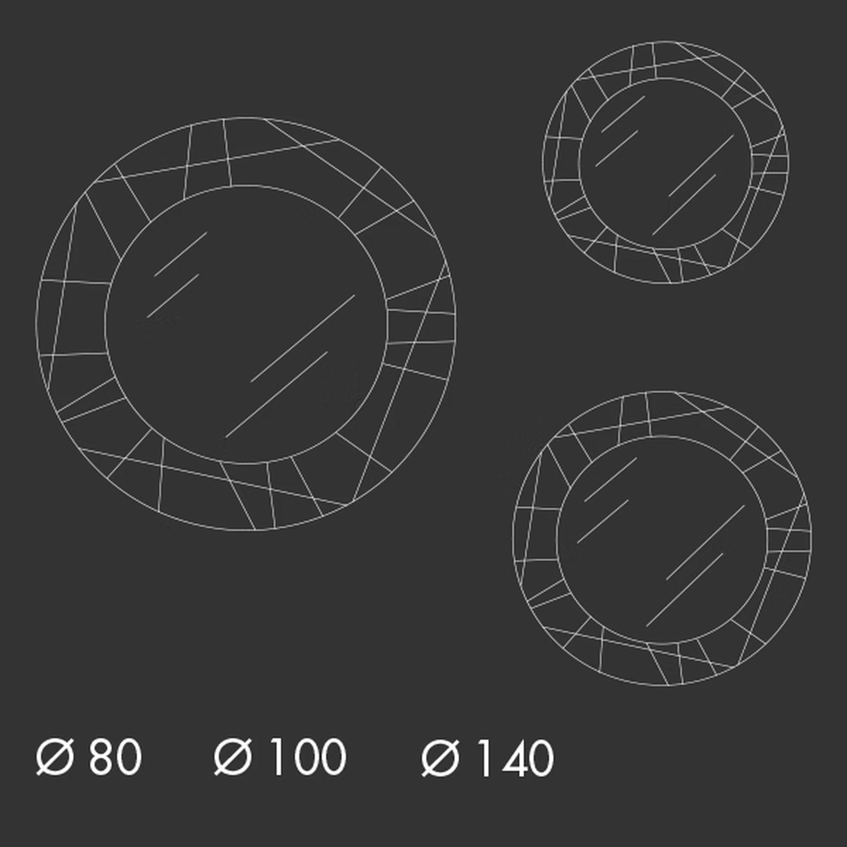 Segment Mirror by Sovet, size drawing: Round