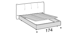 Papilo Bed by Ditre Italia, size drawing: Double size bed for 160x200 cm mattress with BOX mechanism