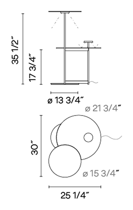 Flat Lighting Collection by Vibia, size drawing: Model 5945