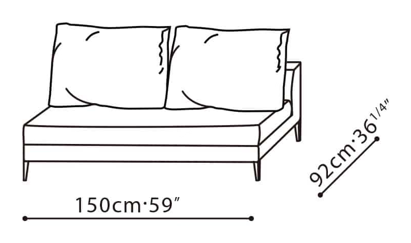 Notting Sofa by Camerich, size drawing: C01D0101