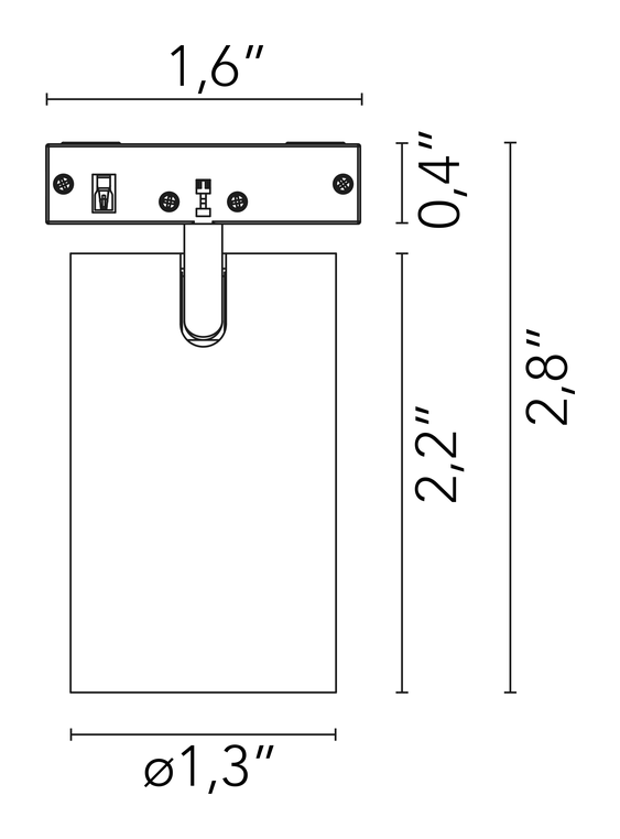 Spot Track Module by Flos, size drawing