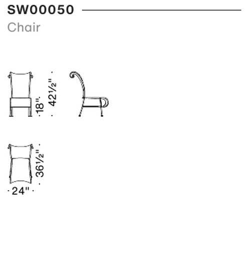 Sunny Chair by Moroso, size drawing