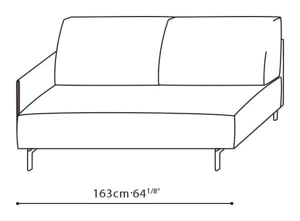 East-West Sofa by Camerich, size drawing: C01H0108