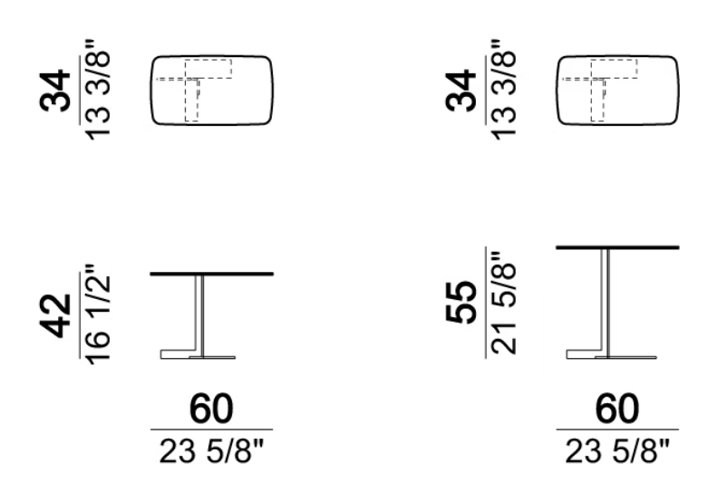 Lith Coffee Table by Arketipo, size drawing: Small table