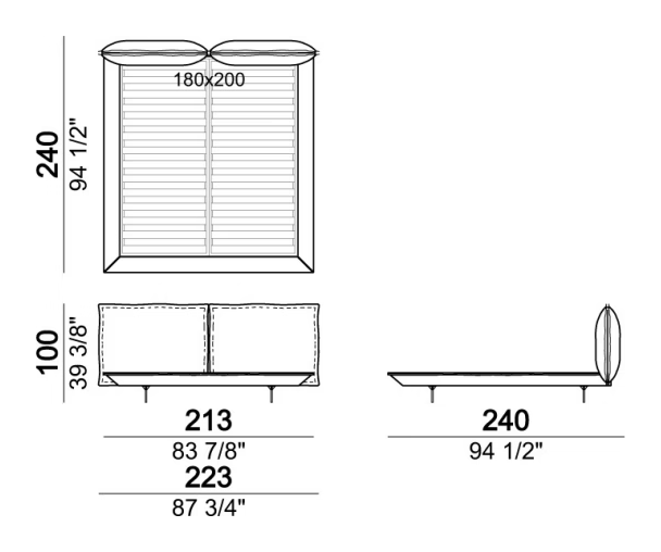 Auto-Reverse Dream Bed by Arketipo, size drawing 2