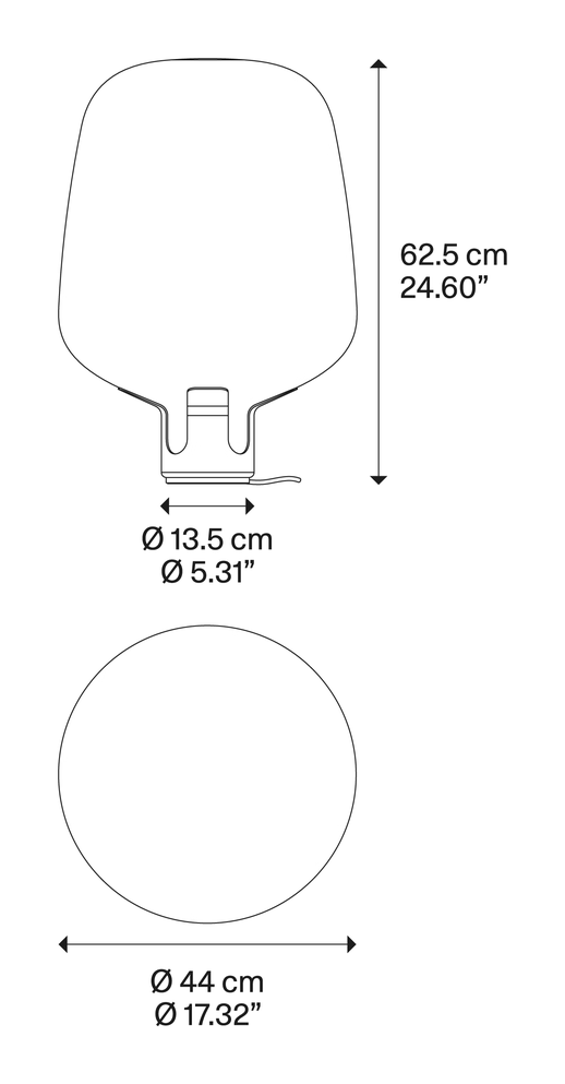 Flar Floor Lamp by Lodes, size drawing: Flar large