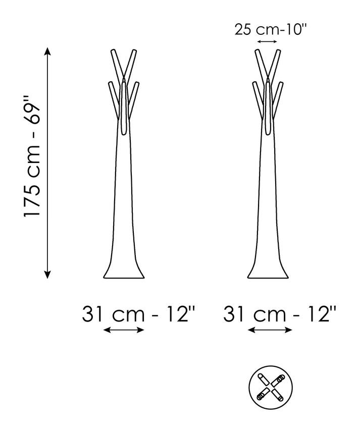 Tree Coat Stand by Bonaldo, size drawing