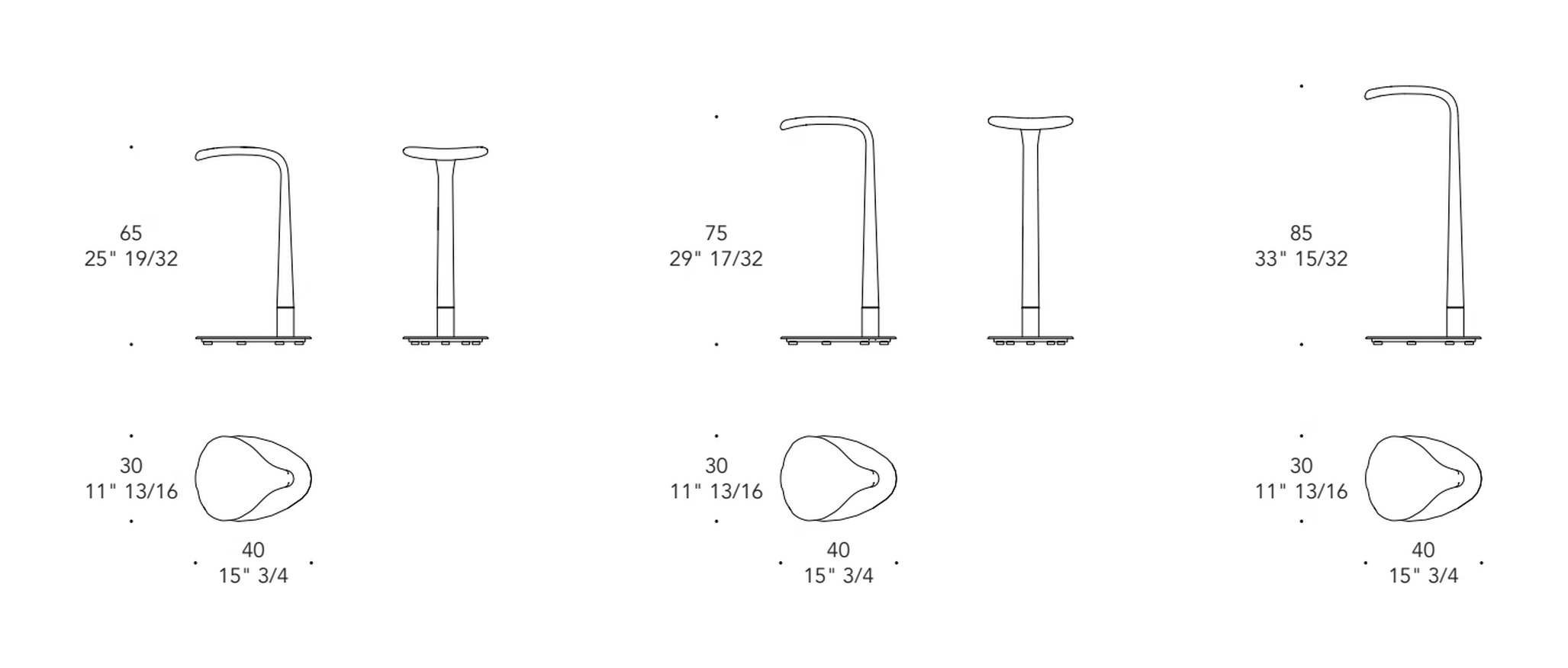 Loto Side Table by Reflex, size drawing
