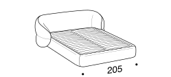 Clip Bed by Ditre Italia, size drawing: Double size bed for 180x200 cm mattress