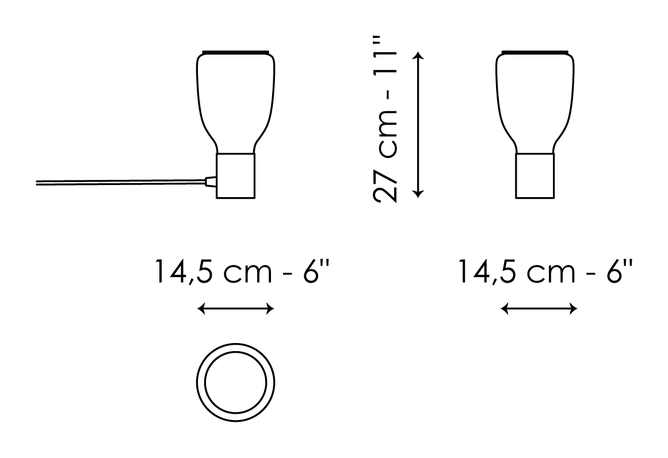 Acquerelli Lamp Collection by Bonaldo, size drawing: Small table lamp