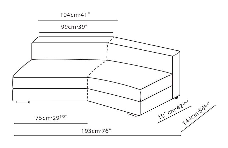 Epic Sofa by Camerich, size drawing: C01H0205