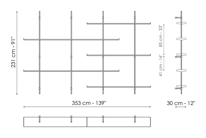 Foil Bookshelf by Bonaldo, size drawing 6