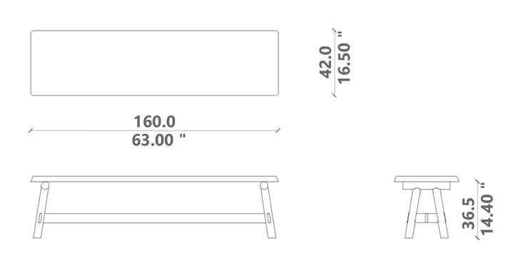 Hydra Console by Talenti, size drawing: 160 × 42 × H 40
