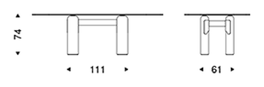 Bilbao Glass Dining Table by Cattelan Italia, size drawing 1
