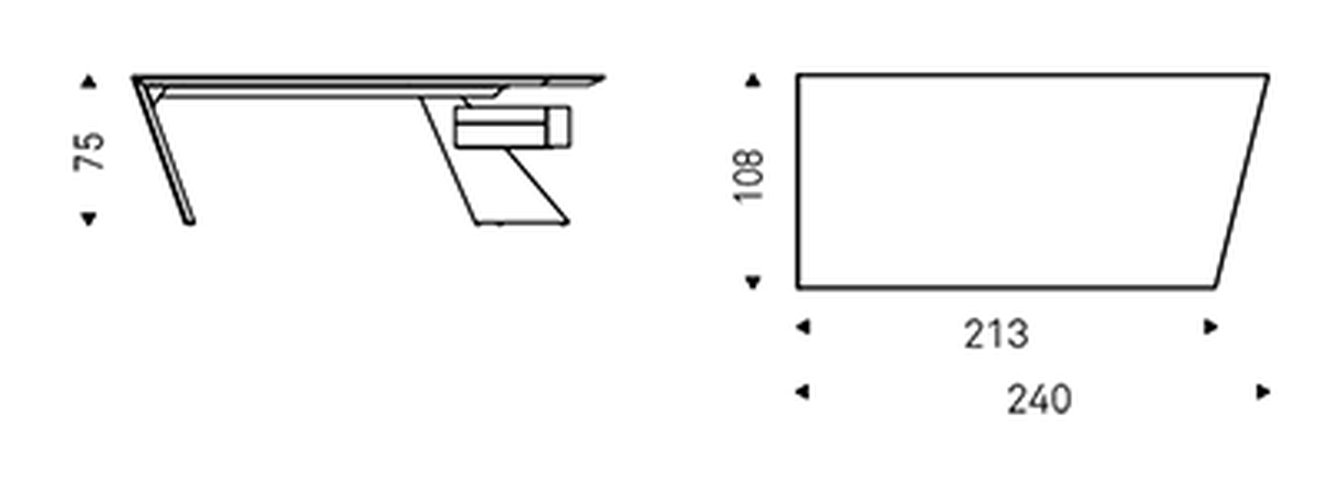 Nasdaq Keramik Desk by Cattelan Italia, size drawing 2