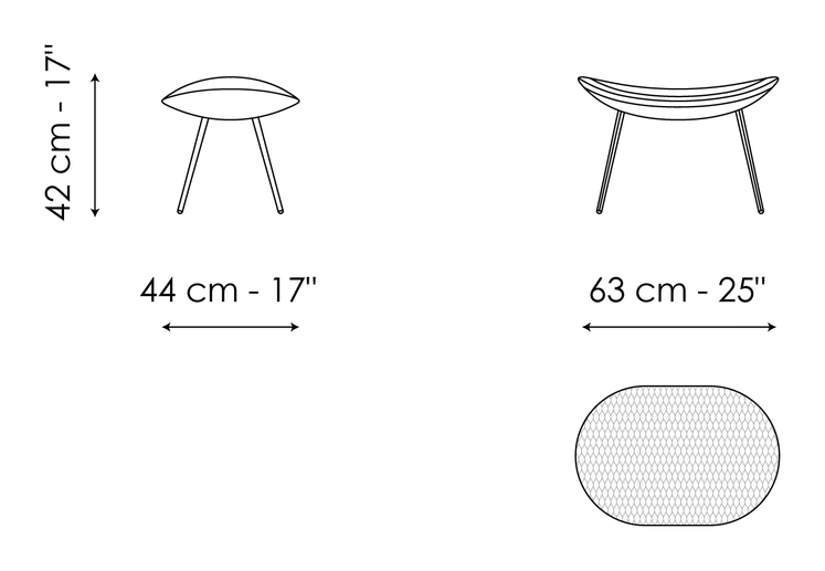 Lock Armchair by Bonaldo, size drawing: Footrest ego