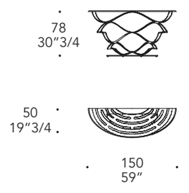 Neolitico Console by Reflex, size drawing