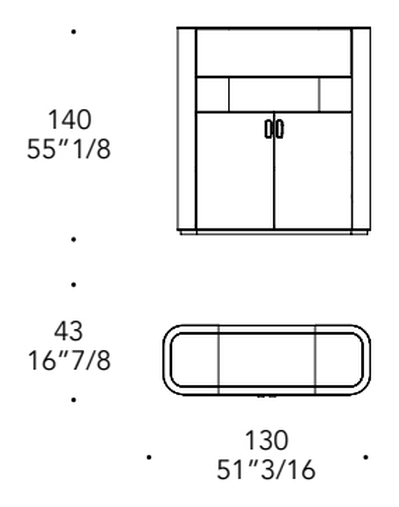 San Marco Madia Sideboard by Reflex, size drawing