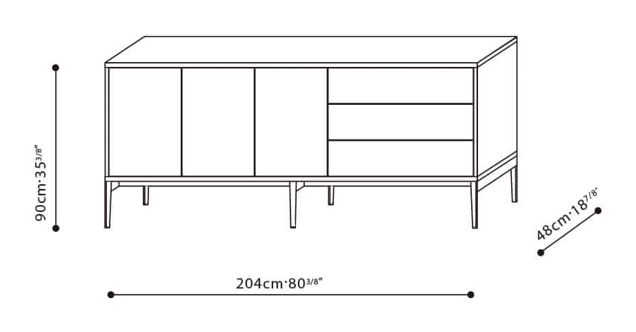 Pixel Cabinet by Camerich, size drawing: C0400210 + B4100210.3A (High feet)