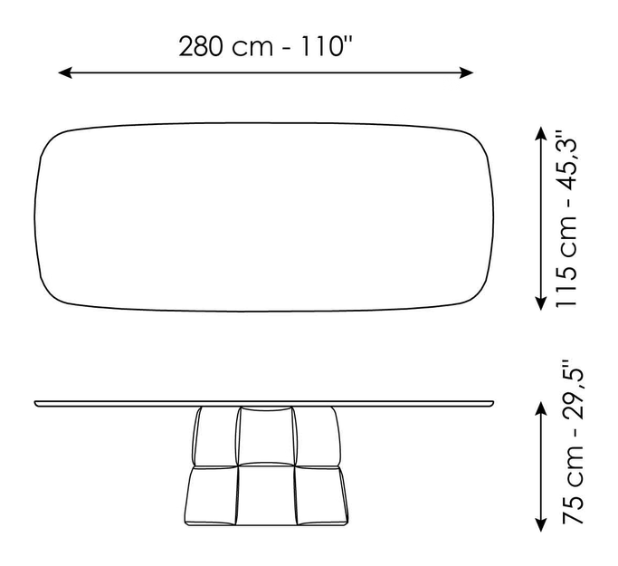 Palazzo Dining Table by Bonaldo, size drawing 4