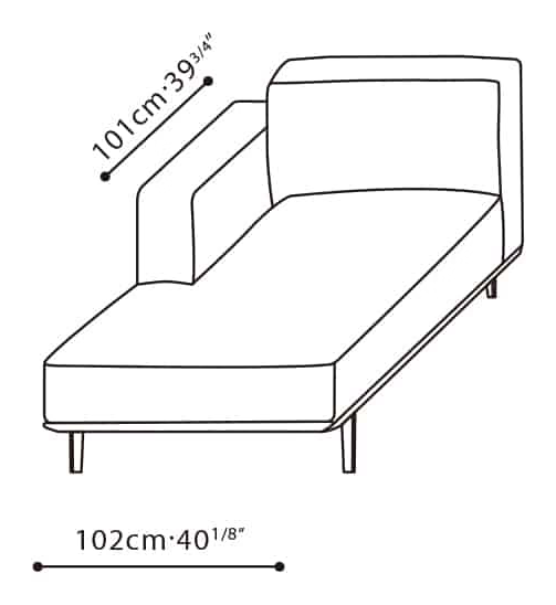 Moda Sofa by Camerich, size drawing: C01G0207