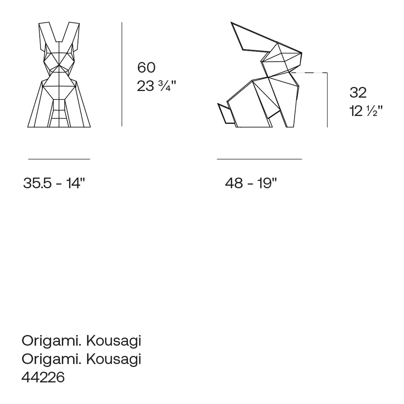 Usagi Rabbit Sculpture by Vondom, size drawing