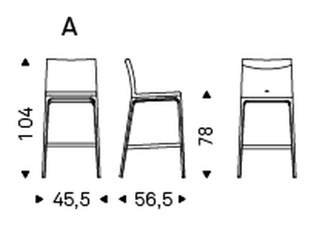Arcadia Stool by Cattelan Italia, size drawing 1