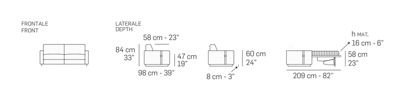 Maya Sofa Bed by Nicoline, size drawing 1