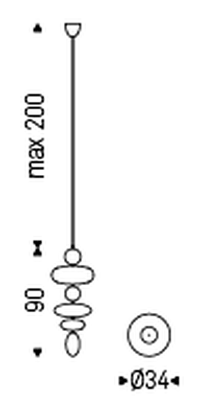 Baban Pendant Lamp by Cattelan Italia, size drawing