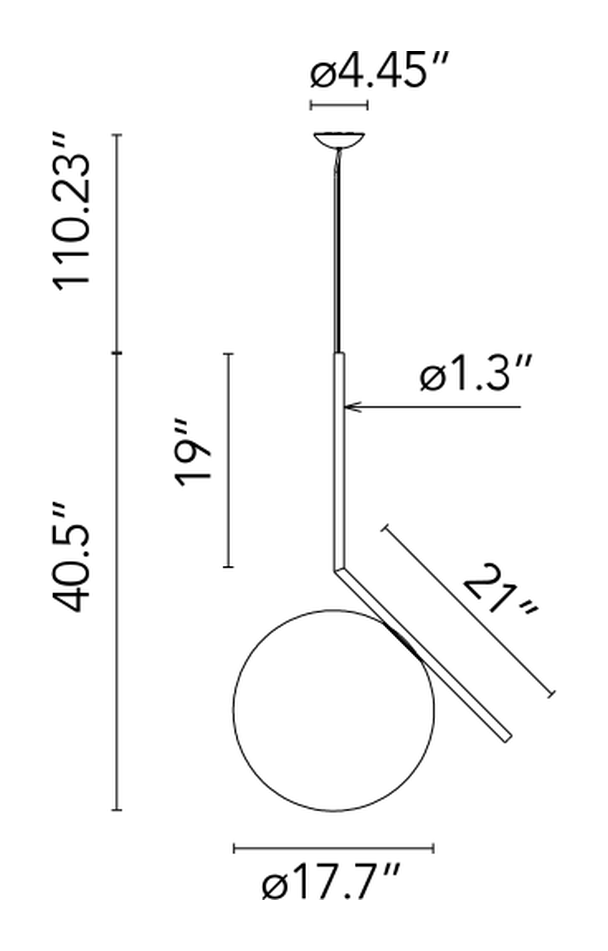 IC Lights Suspension Pendant Lamp by Flos, size drawing: IC Lights S3