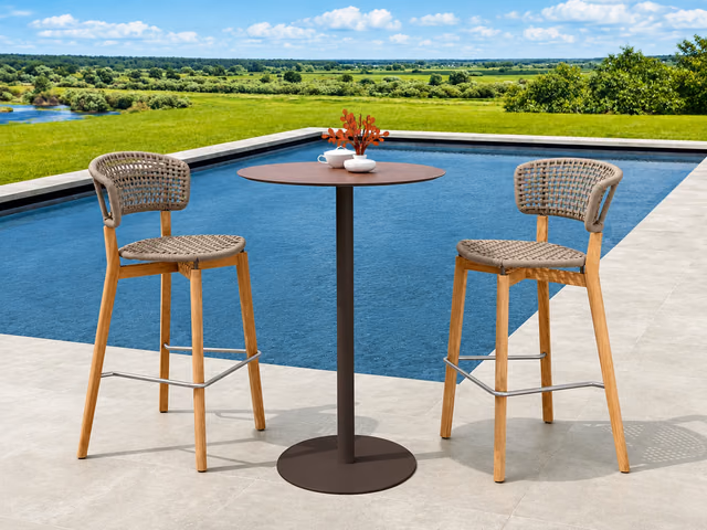 Moon//Teak Bar Stool by Talenti