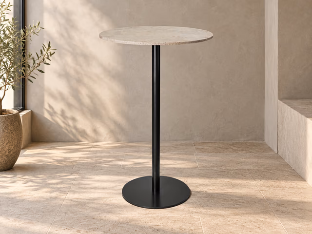 Mater Bar Table — Wood Waste Grey, H 106,4 cm, Ø 70 cm by Mater