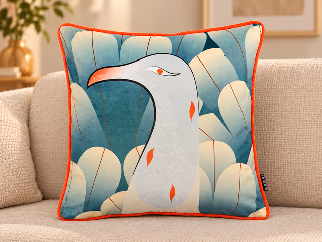 Calligraphy Bird Decorative Pillow Cover by Moooi