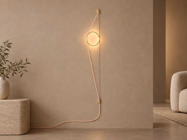 Wirering Pink Wall Lamp, Gold Ring by Flos