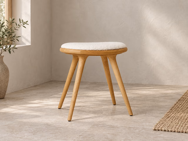Low Stool — Oiled Oak with Kvadrat Baru 0200, 47 cm by Mater