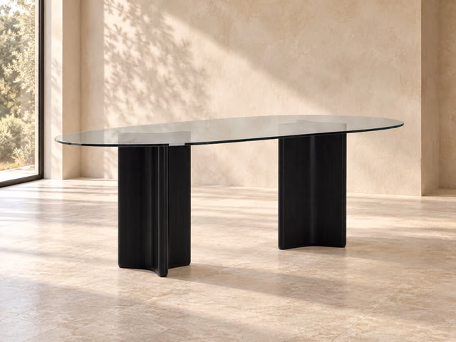 Viola Clear Oval Double Pedestal Dining Table by Caracole