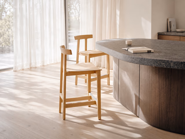 Torii Stool, Wood Seat by Bensen
